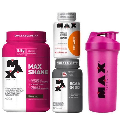 Kit: Max Shake + Bcaa 2400 + Fire White + Coqueteleira